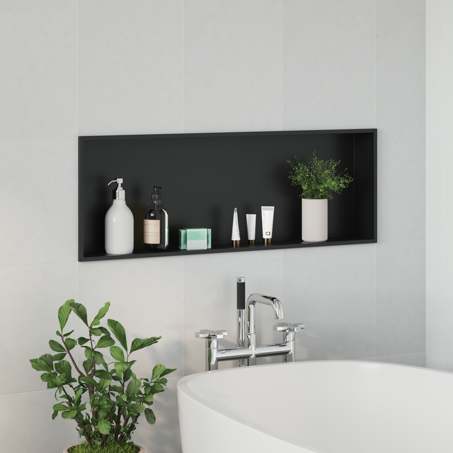 Zuhany Niche Fekete 90 x 30 x 9,5 cm Rozsdamentes acél