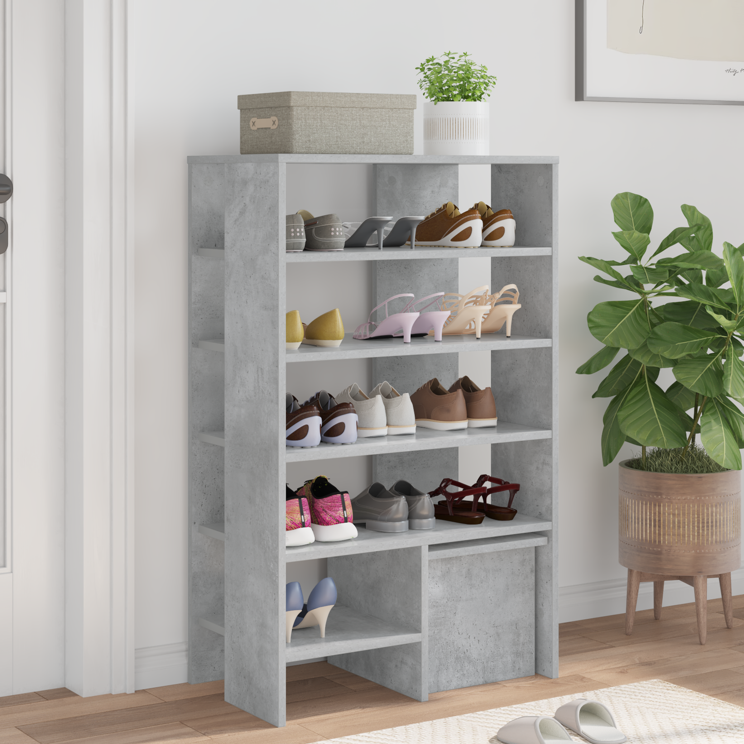Cipőszekrény 2 db 62 x 35 x 100 cm Szerelt Fa Beton Szürke