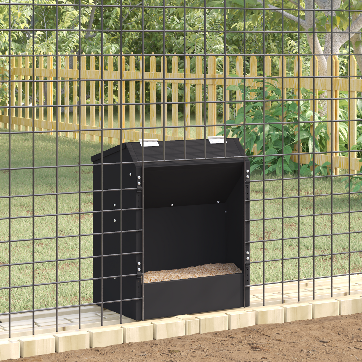 Nyúl Etető Fekete 64.5 x 25.5 x 45.5 cm Hidegen Hengerelt Acél