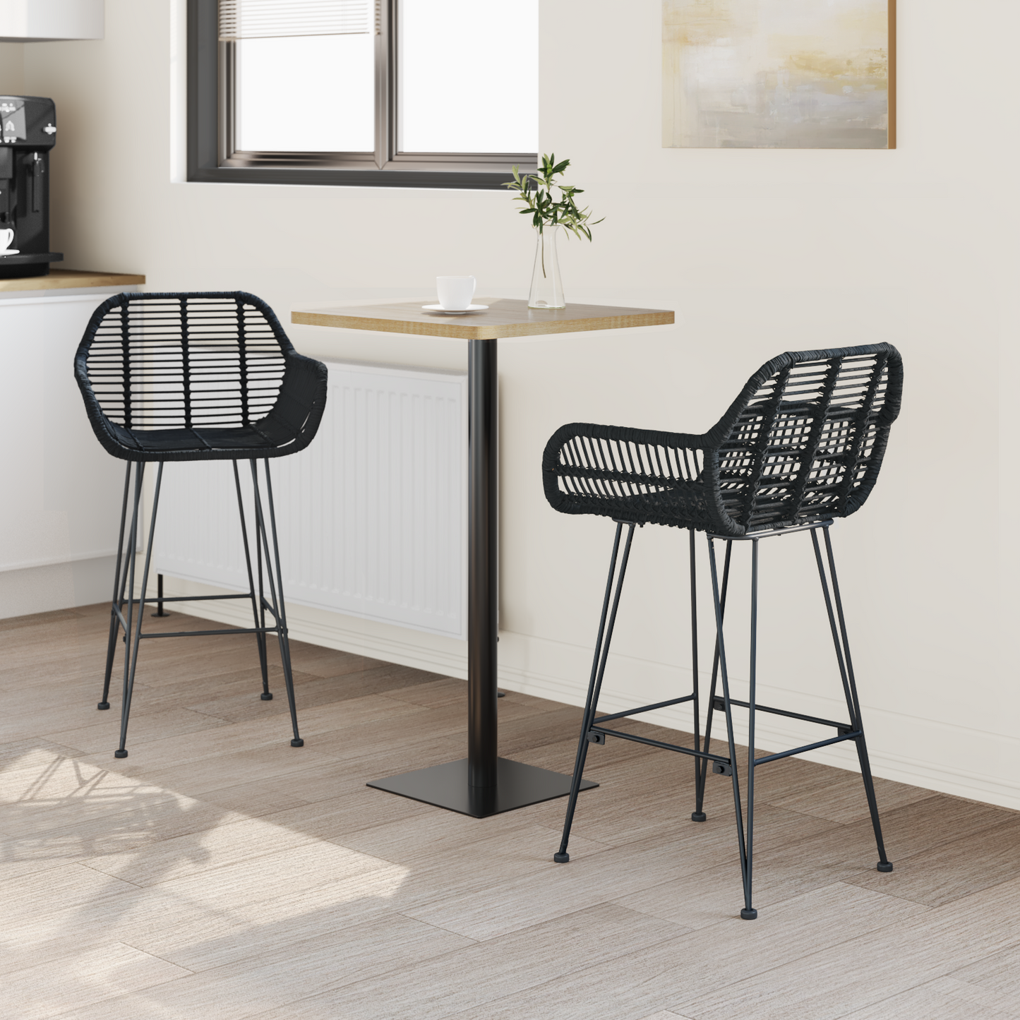 Bárszék 2 pcs 55 x 52 x 92 cm Rattan és Vas