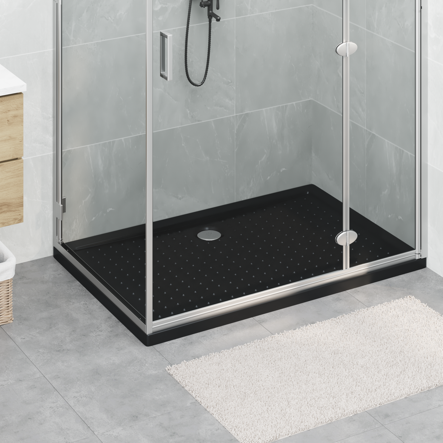 Zuhany Alap Tálca Dots-szal 120 x 80 x 4 cm ABS Fekete