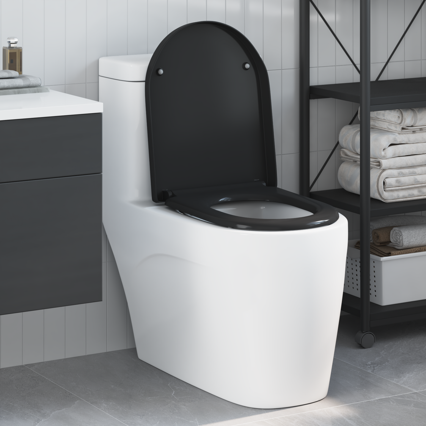 WC ülőke Fekete 49 x 36 x 4 cm Duroplast