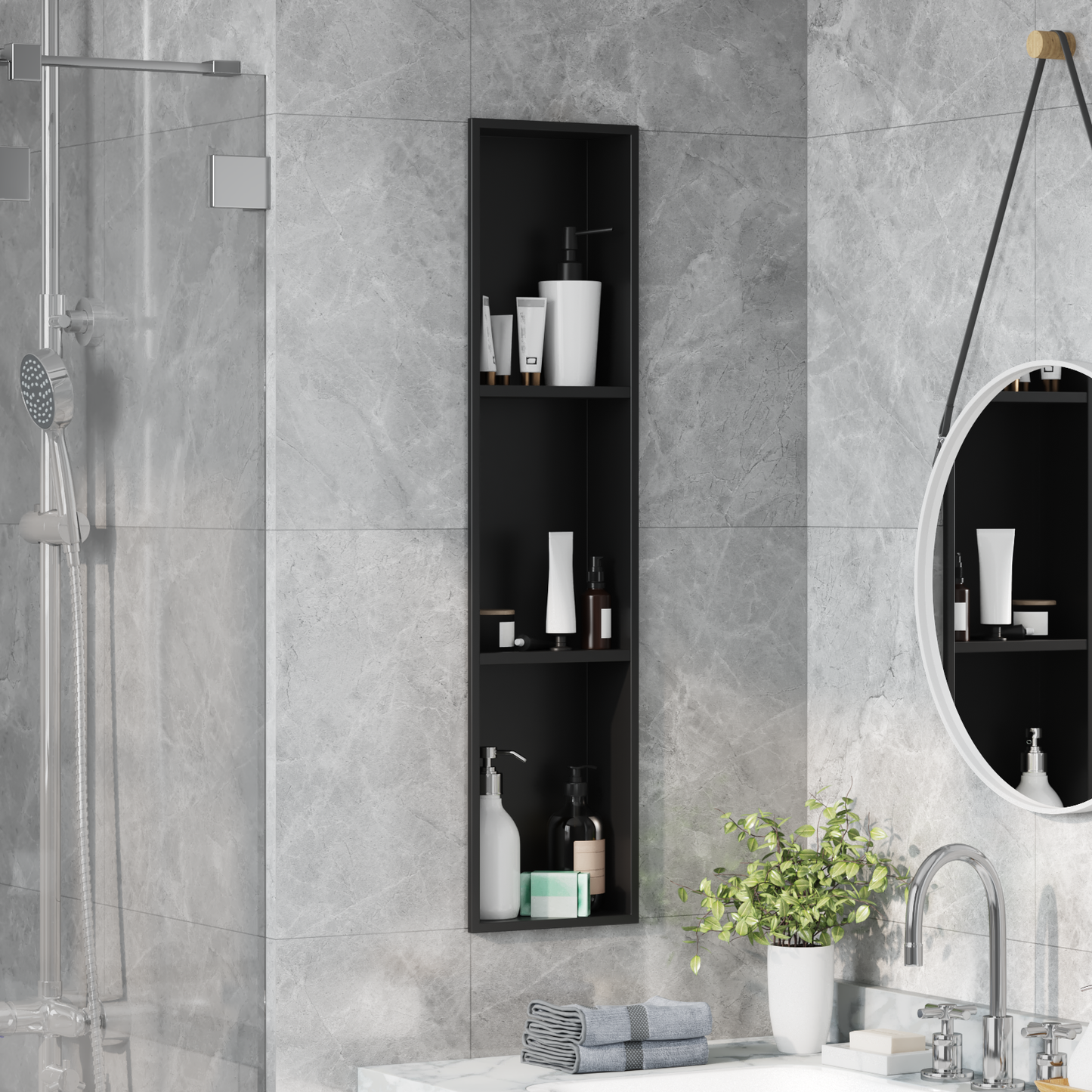 Zuhany Niche Fekete 90 x 20 x 9,5 cm Rozsdamentes acél