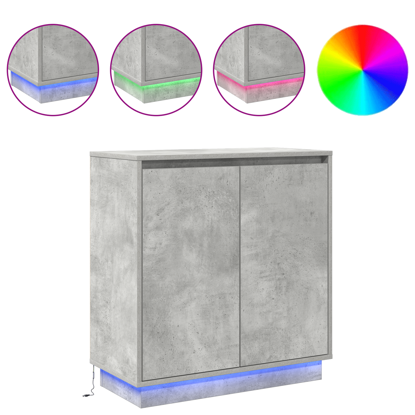 LED tálaló Betonszürke 71 x 34,5 x 75 cm Szerelt Fa