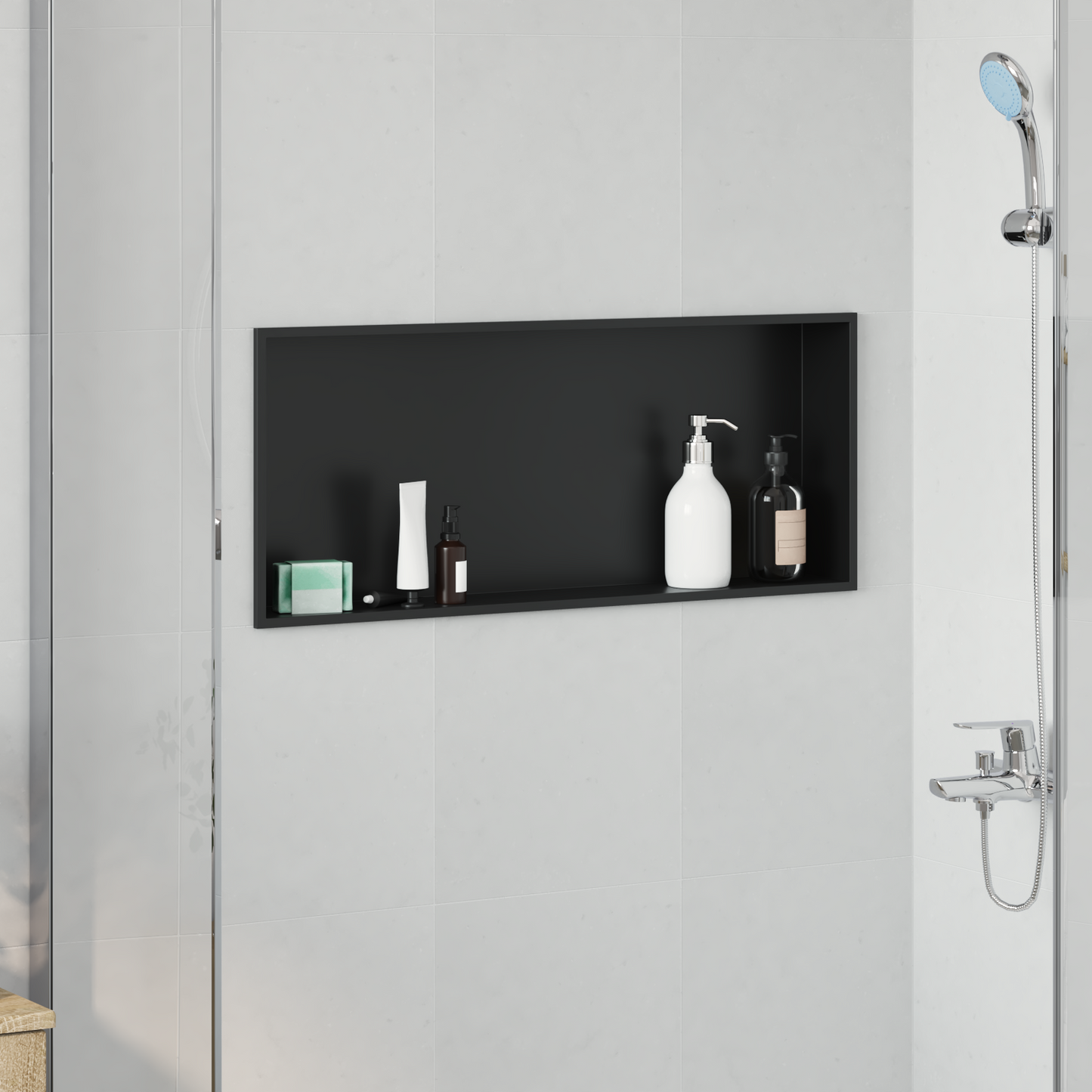 Zuhany Niche Fekete 75 x 30 x 9,5 cm Rozsdamentes acél