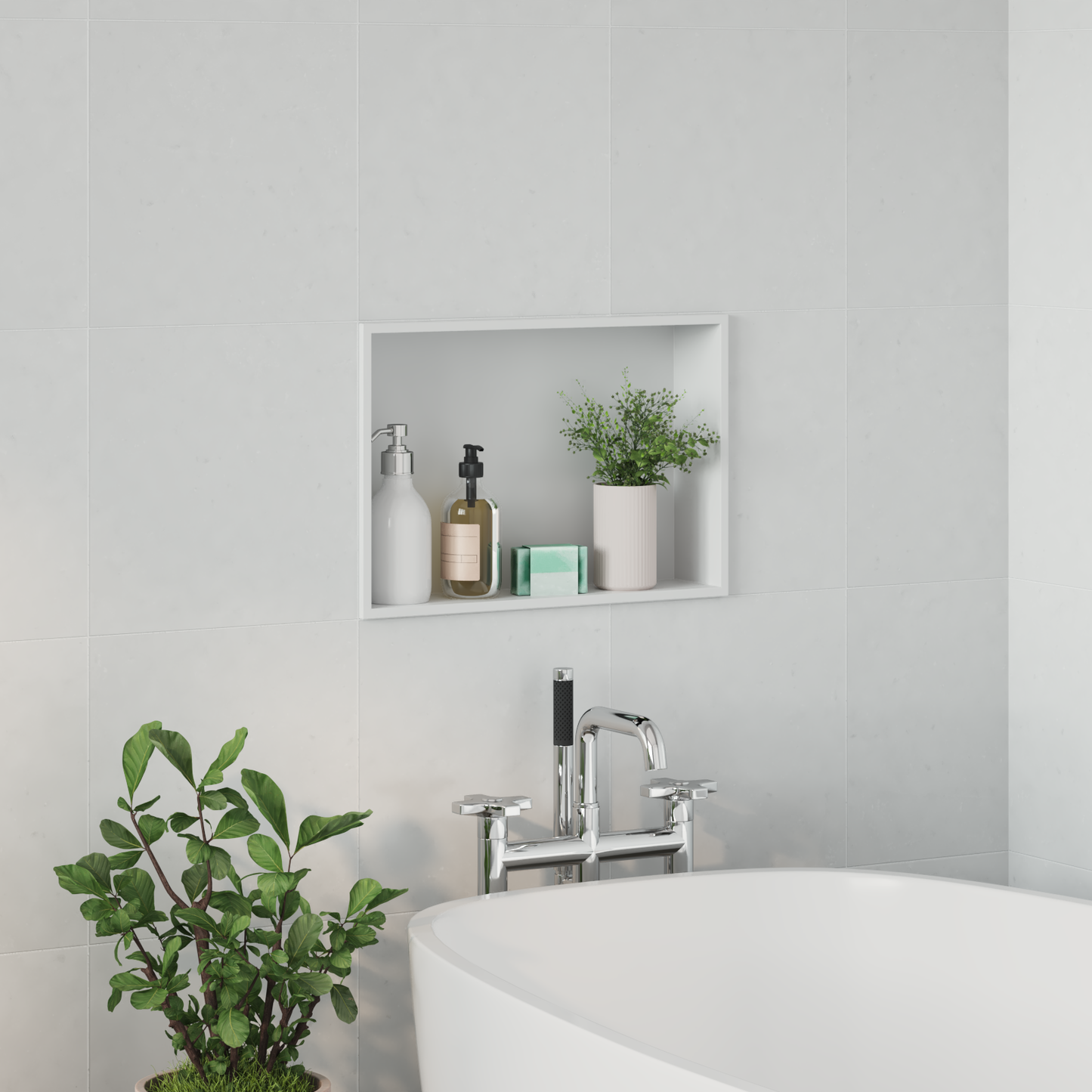 Zuhany Niche Fehér 45 x 30 x 9,5 cm Rozsdamentes acél