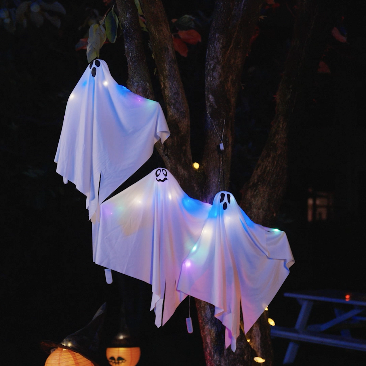 Halloween Függő Szellem 3 pcs Fehér 52 x 62 cm Poliészter