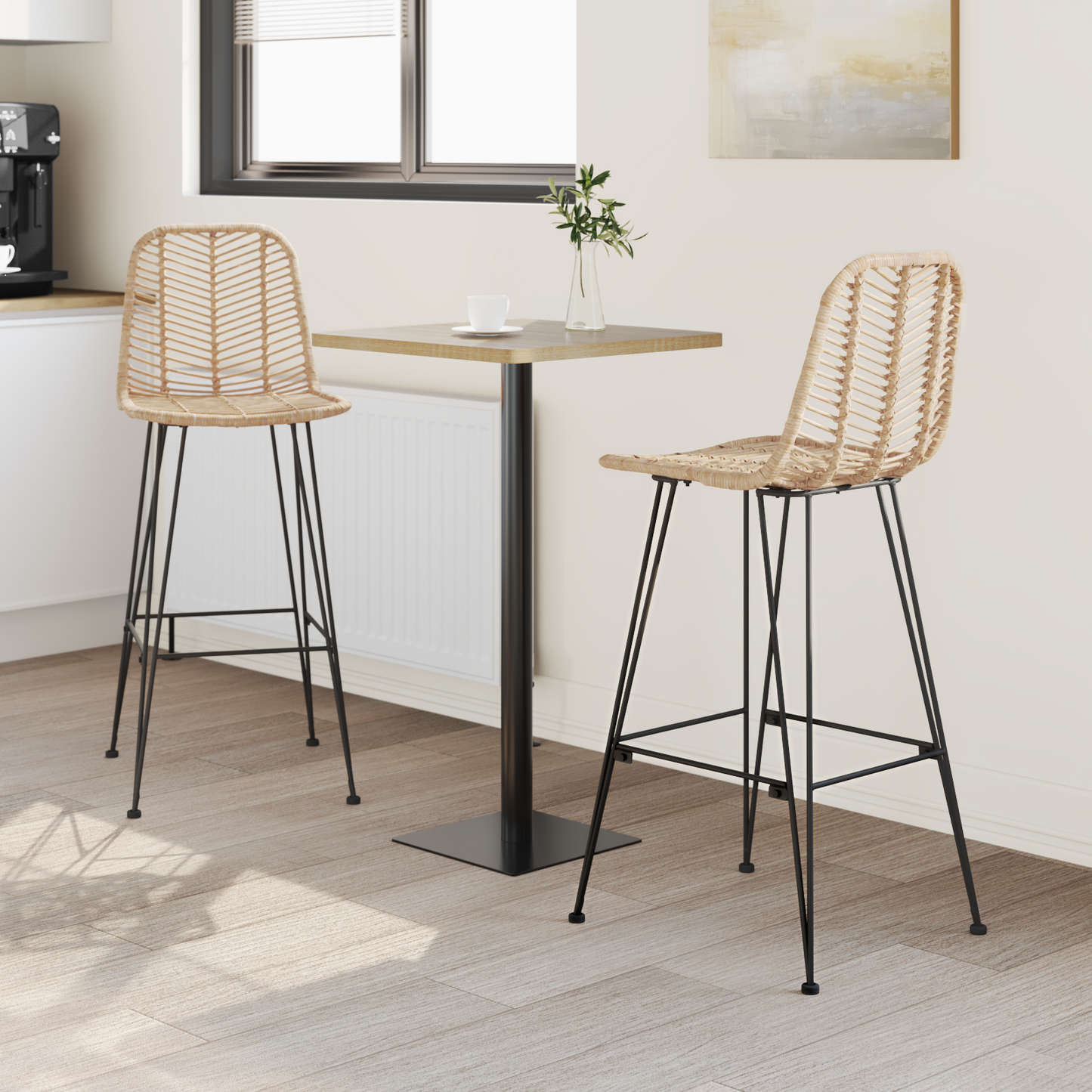 Bárszék 2 pcs 44 x 52 x 111 cm Rattan és Vas