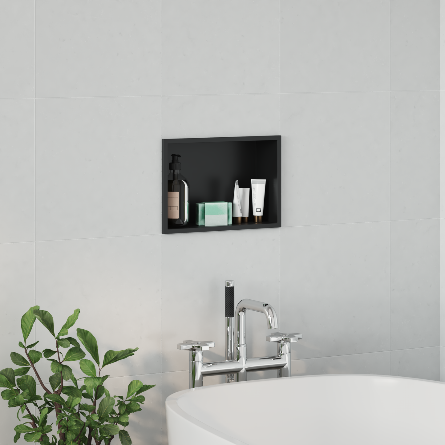 Zuhany Niche Fekete 30 x 20 x 9,5 cm Rozsdamentes acél