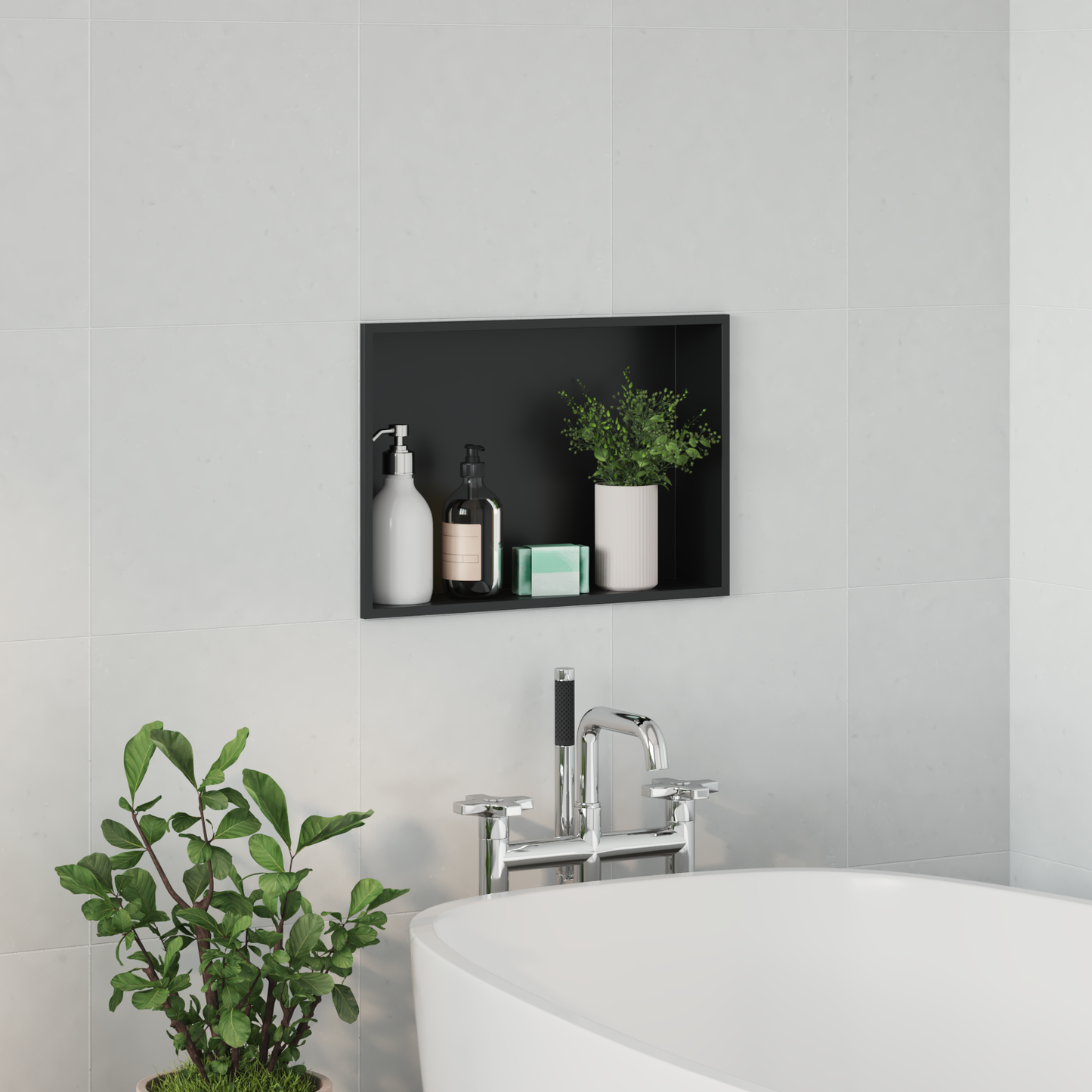 Zuhany Niche Fekete 45 x 30 x 9,5 cm Rozsdamentes acél