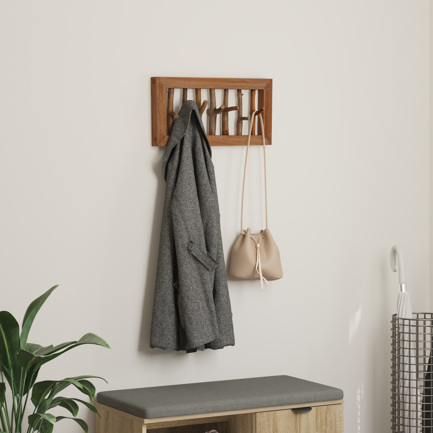 Kabát Kampó Természetes 50 x 10 x 25 cm Tömör Mahagóni Fa