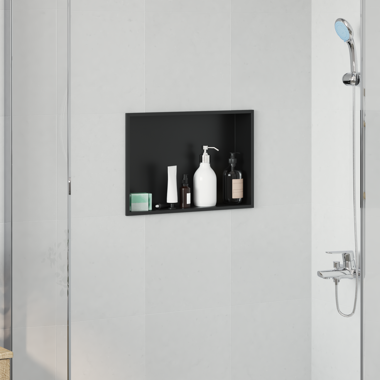 Zuhany Niche Fekete 45 x 30 x 9,5 cm Rozsdamentes acél