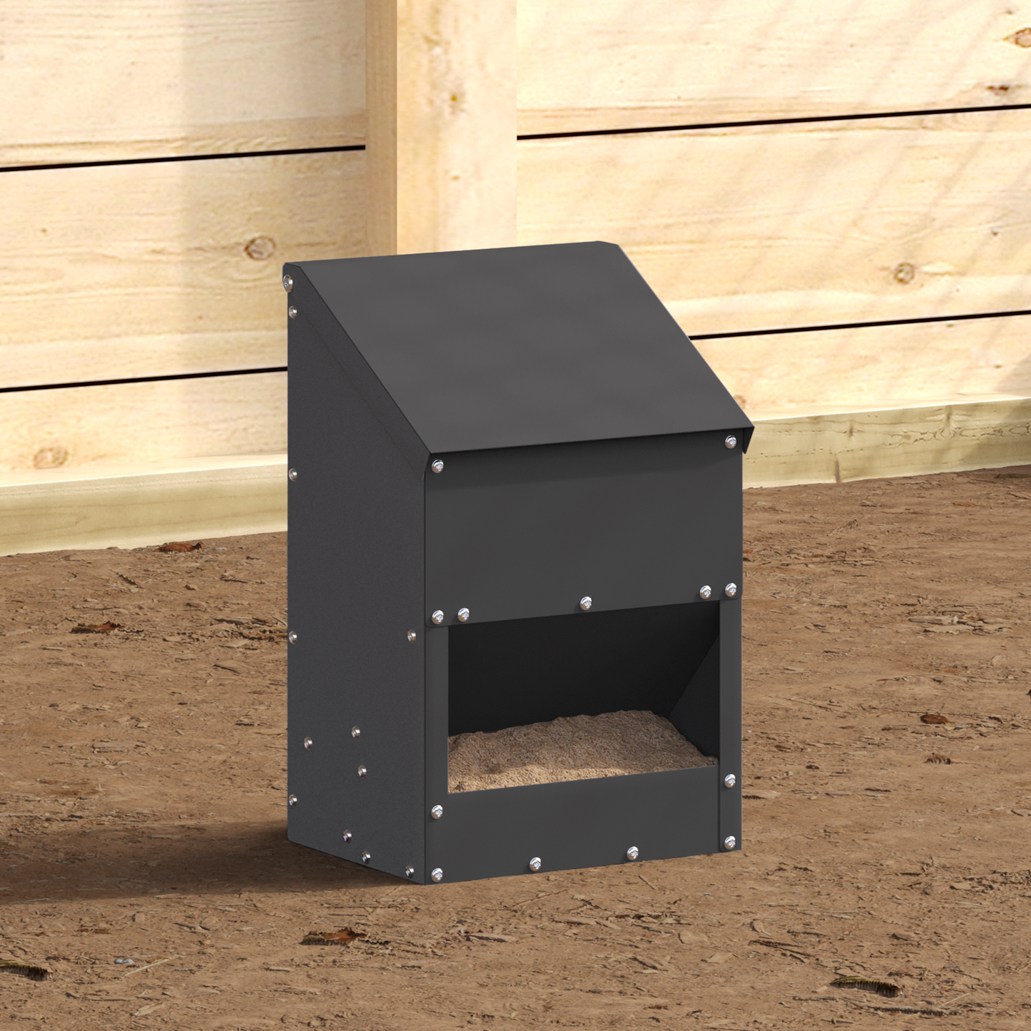 Csirke etető Fekete 21 x 16 x 33 cm Hidegen Hengerelt Acél