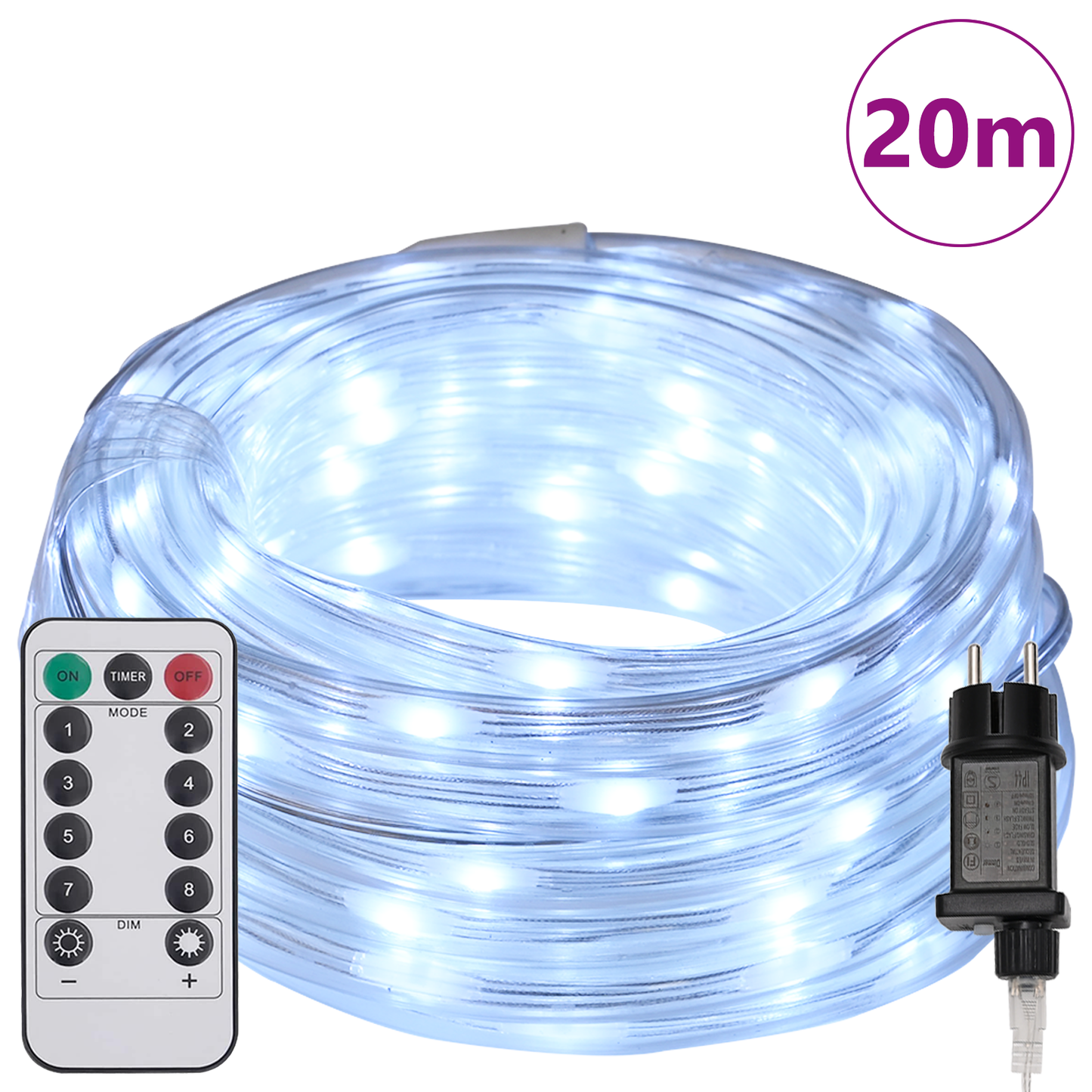 Kötél világítás 480 LED-del Hideg Fehér 20 m PVC