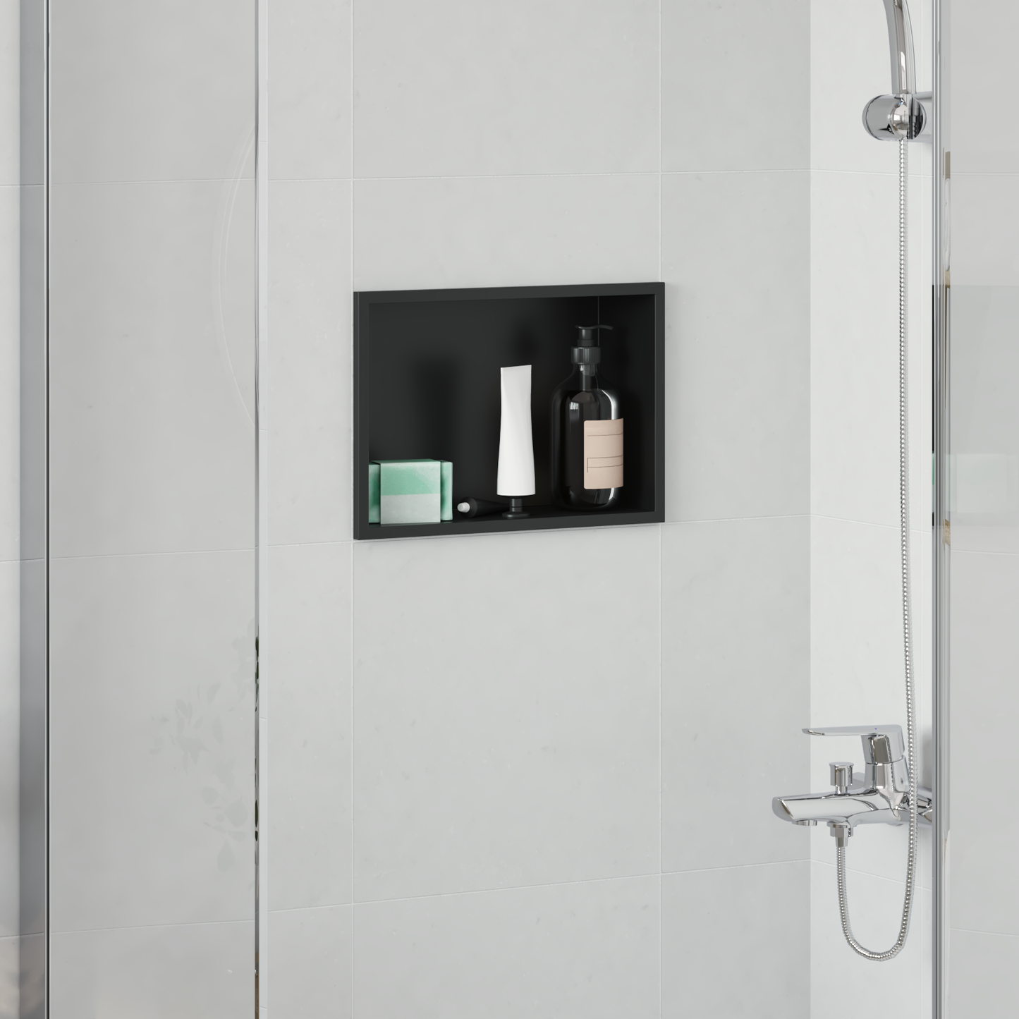 Zuhany Niche Fekete 30 x 20 x 9,5 cm Rozsdamentes acél