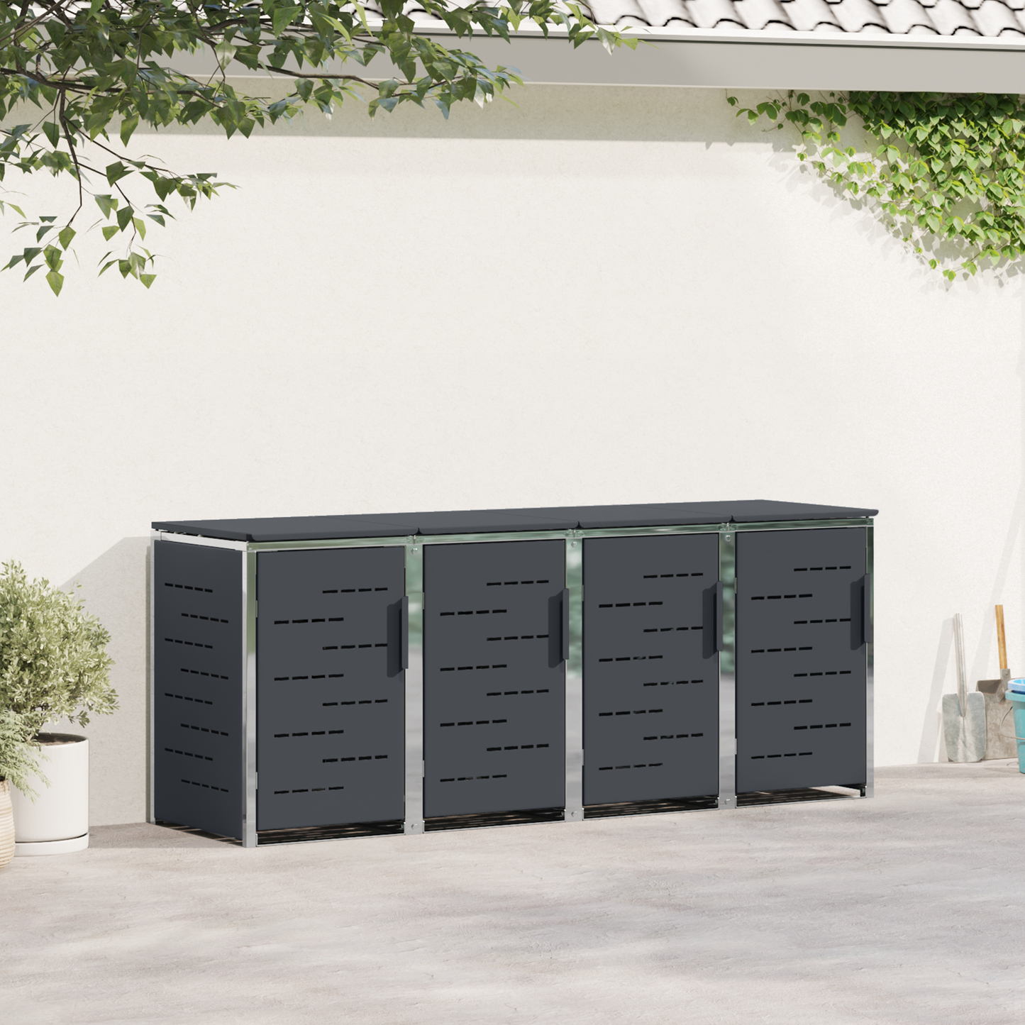 Kerekes Hulladékgyűjtő Tárolás for 4 Bins 240L Antracitszürke