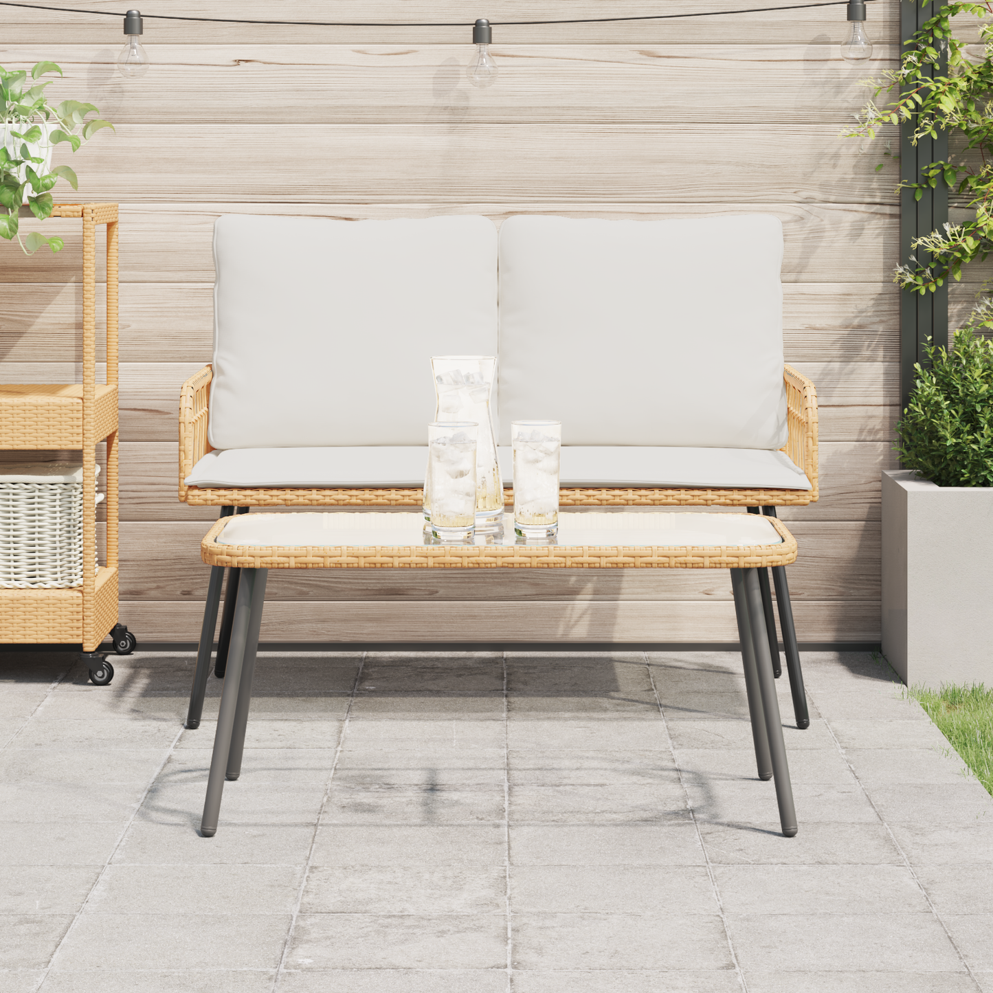 Dohányzóasztal Barna és fekete 90 x 45 x 43 cm polirattan