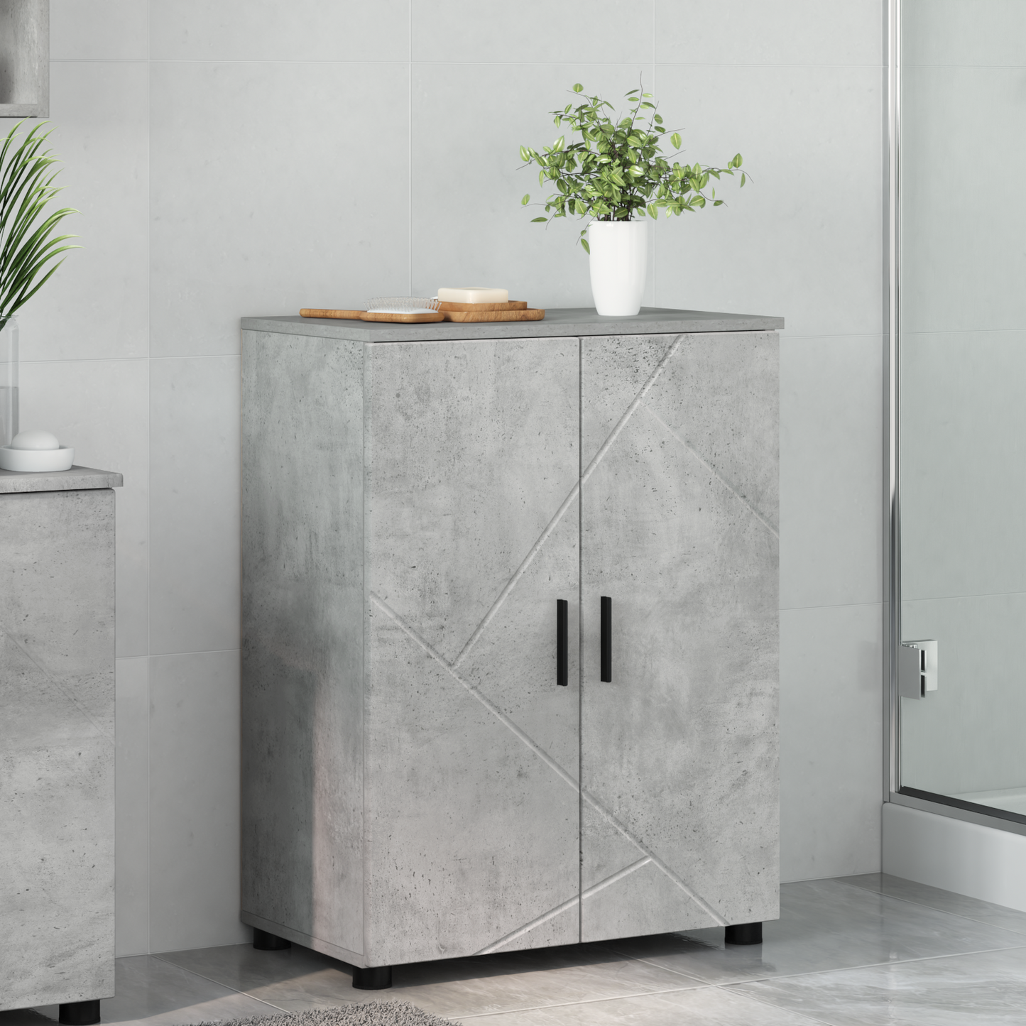 Fürdőszoba Székény Beton Szürke 60 x 35 x 80 cm Szerelt fa, Fém