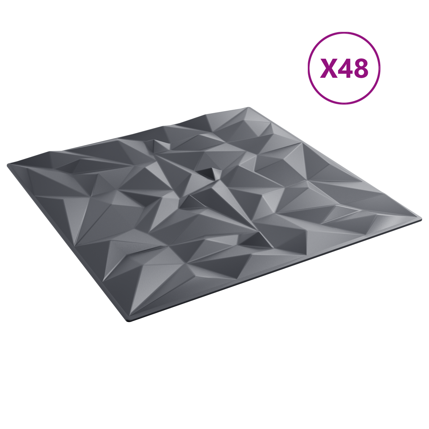 Fali panelek 48 pcs Ametiszt Szürke 50 x 50 cm XPS Hab