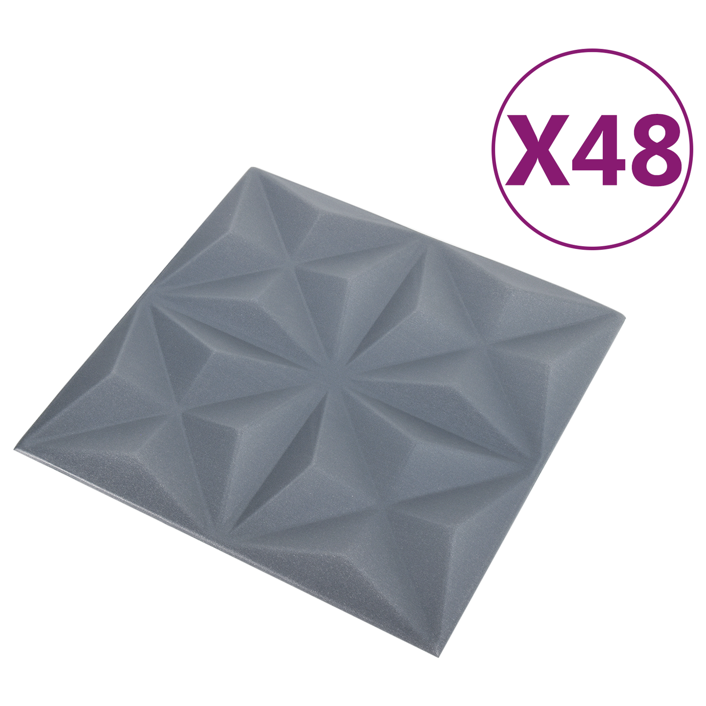 Fali panelek 48 pcs Origami Szürke 50 x 50 cm XPS Hab