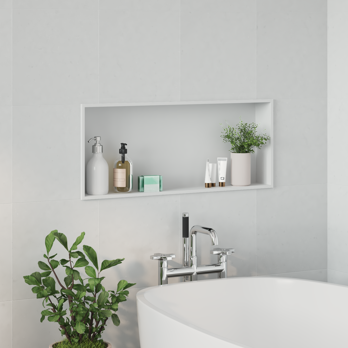 Zuhany Niche Fehér 75 x 30 x 9,5 cm Rozsdamentes acél