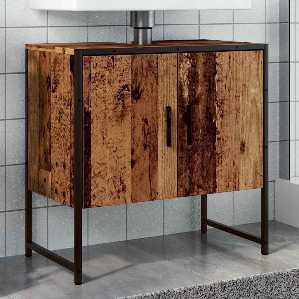 antik fa színű szerelt fa fürdőszobai mosdószekrény 60x33x60 cm