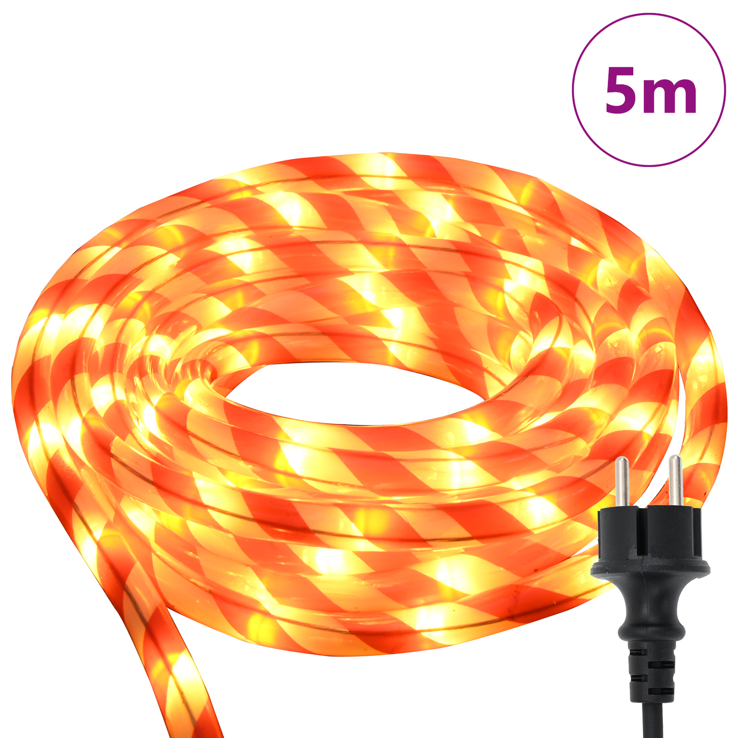 Kötél világítás 120 LED-del Meleg fehér 5 m PVC
