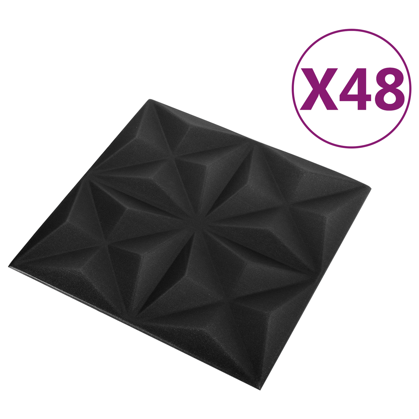 Fali panelek 48 pcs Origami Fekete 50 x 50 cm XPS Hab
