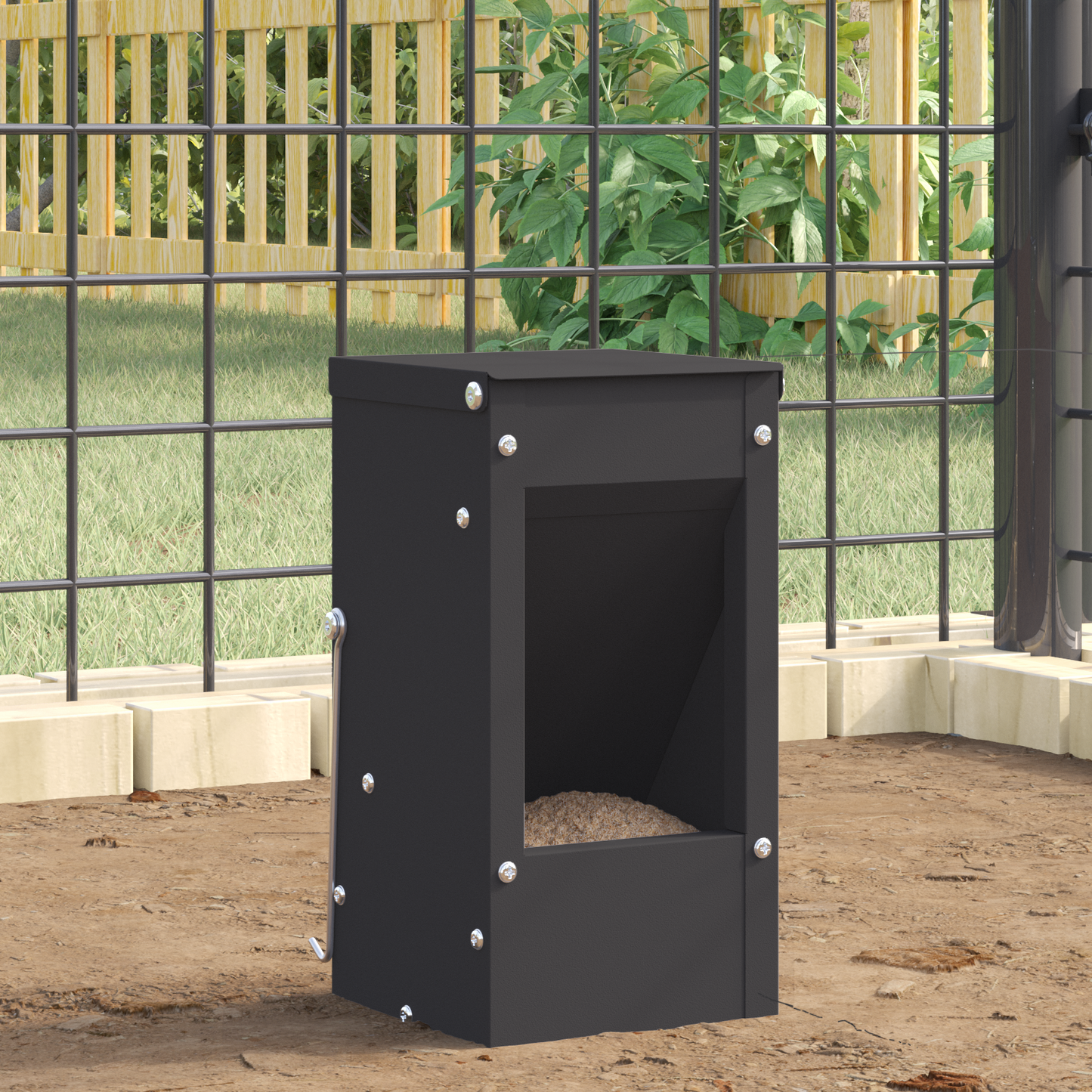 Nyúl Etető Fekete 12,5 x 12,5 x 25 cm Hidegen Hengerelt Acél