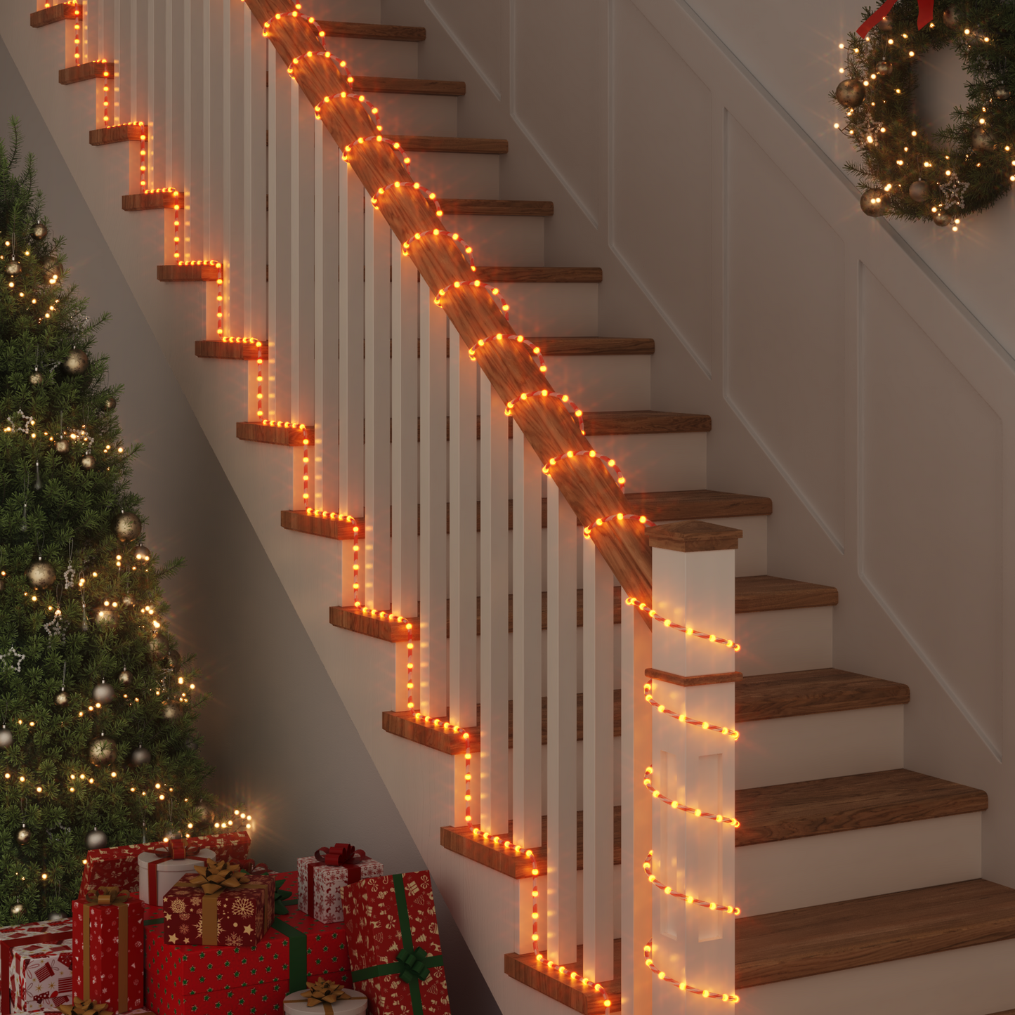 Kötél világítás 120 LED-del Meleg fehér 5 m PVC