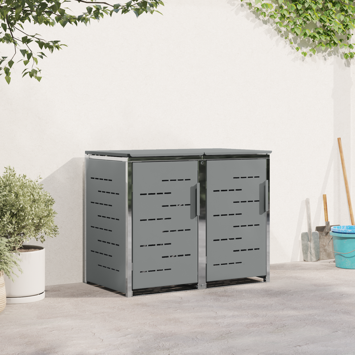 Kerekes Hulladékgyűjtő Tárolás for 2 Bins 240L Szürke