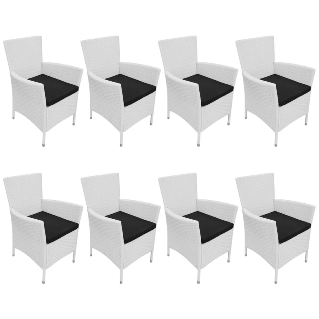 9 darabos krémfehér kültéri polyrattan étkezőkészlet