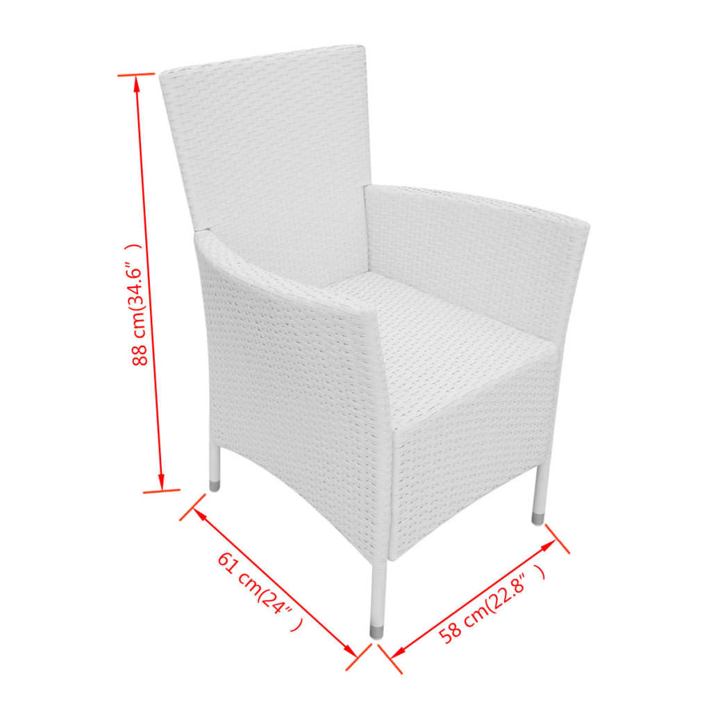 9 darabos krémfehér kültéri polyrattan étkezőkészlet