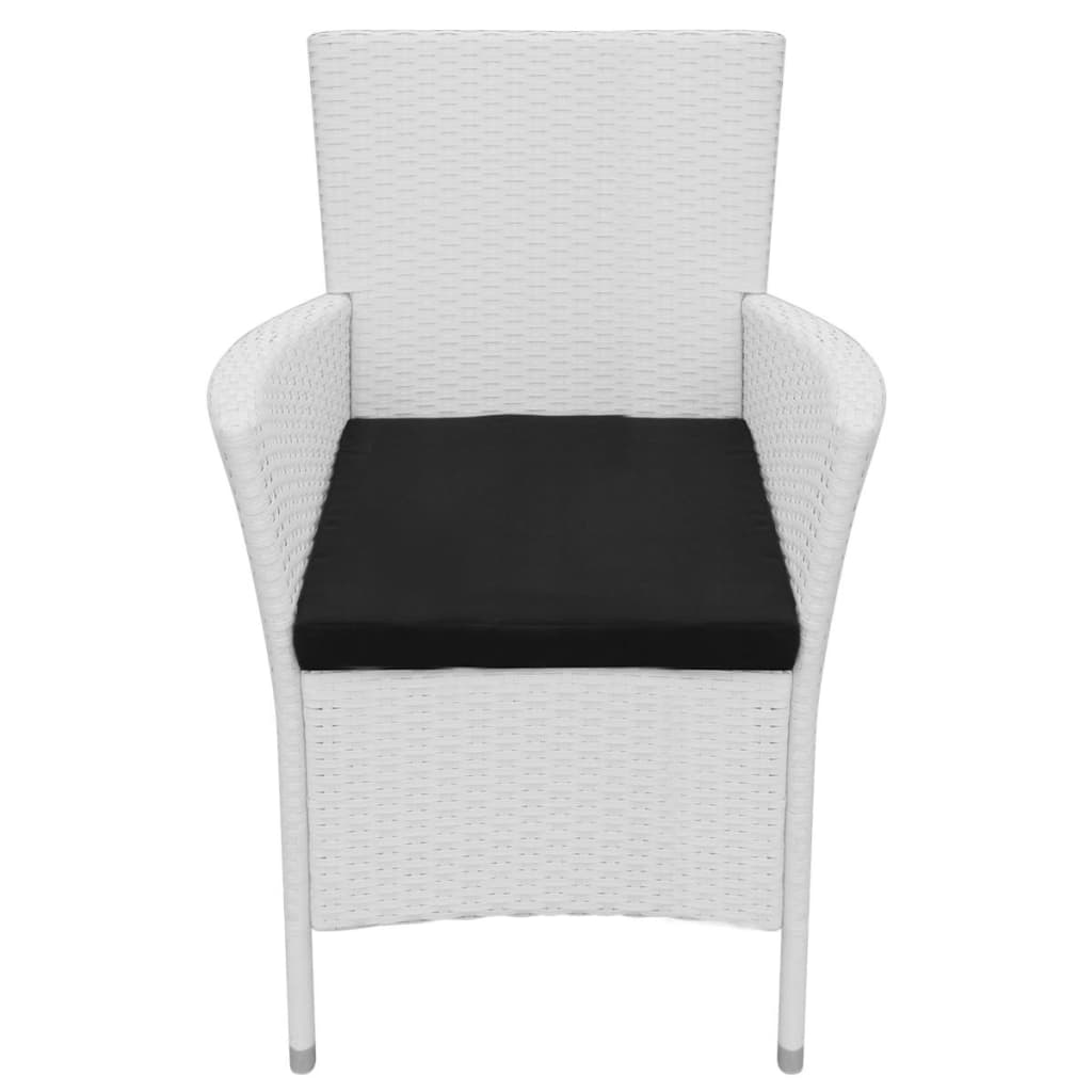 5 darabos krémfehér kültéri polyrattan étkezőkészlet