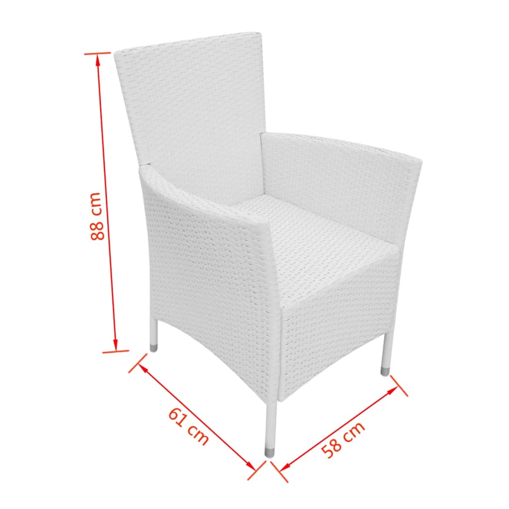5 darabos krémfehér kültéri polyrattan étkezőkészlet