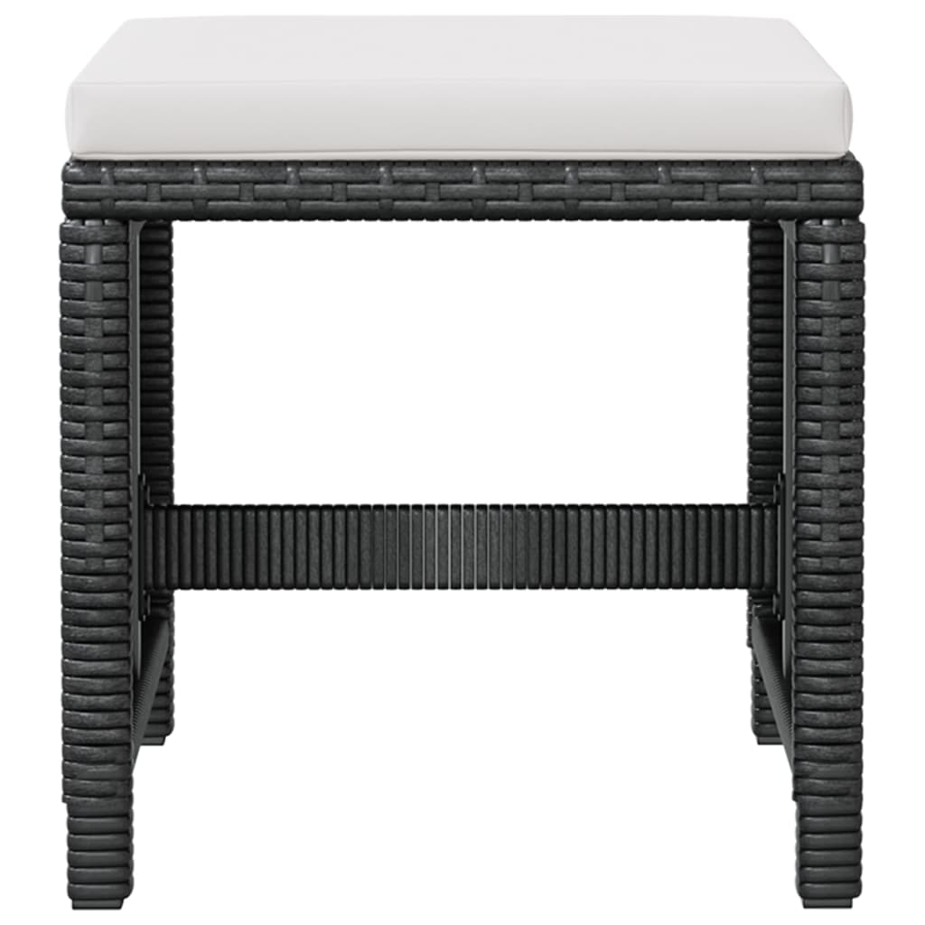 5 darabos fekete kültéri polyrattan és akácfa étkezőszett