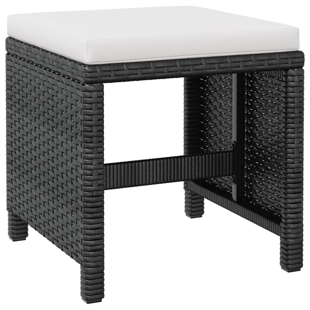 9 darabos fekete kültéri polyrattan és akácfa étkezőszett