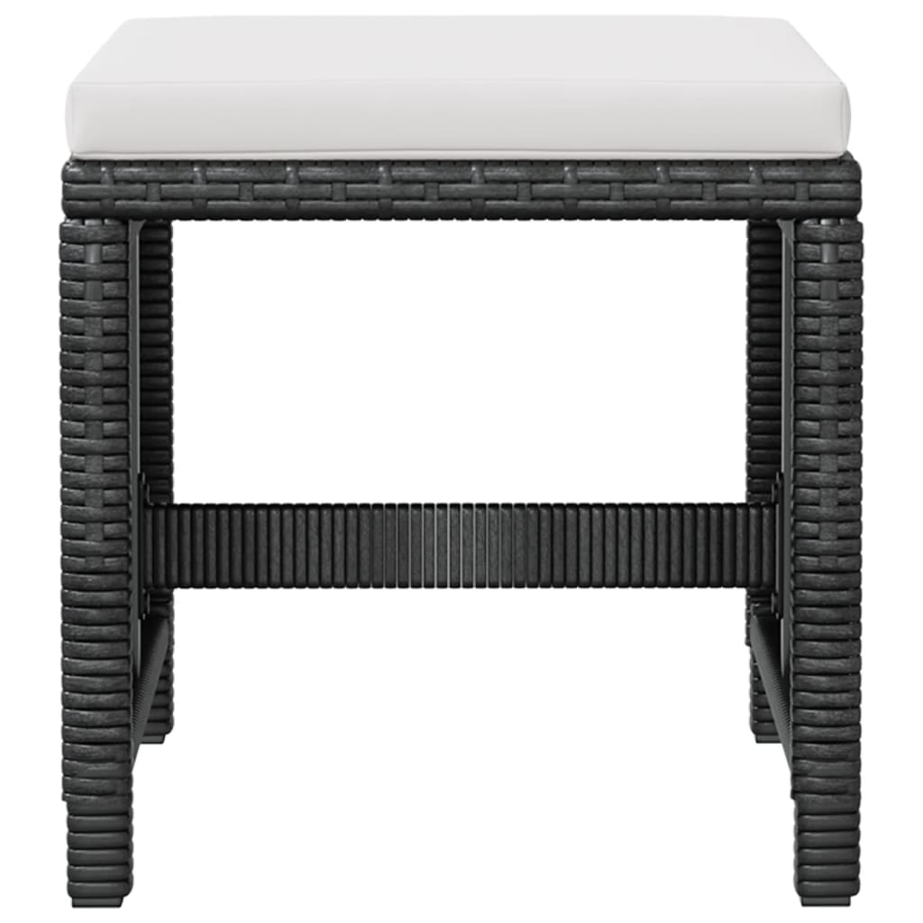 11 darabos fekete kültéri polyrattan és akácfa étkezőszett