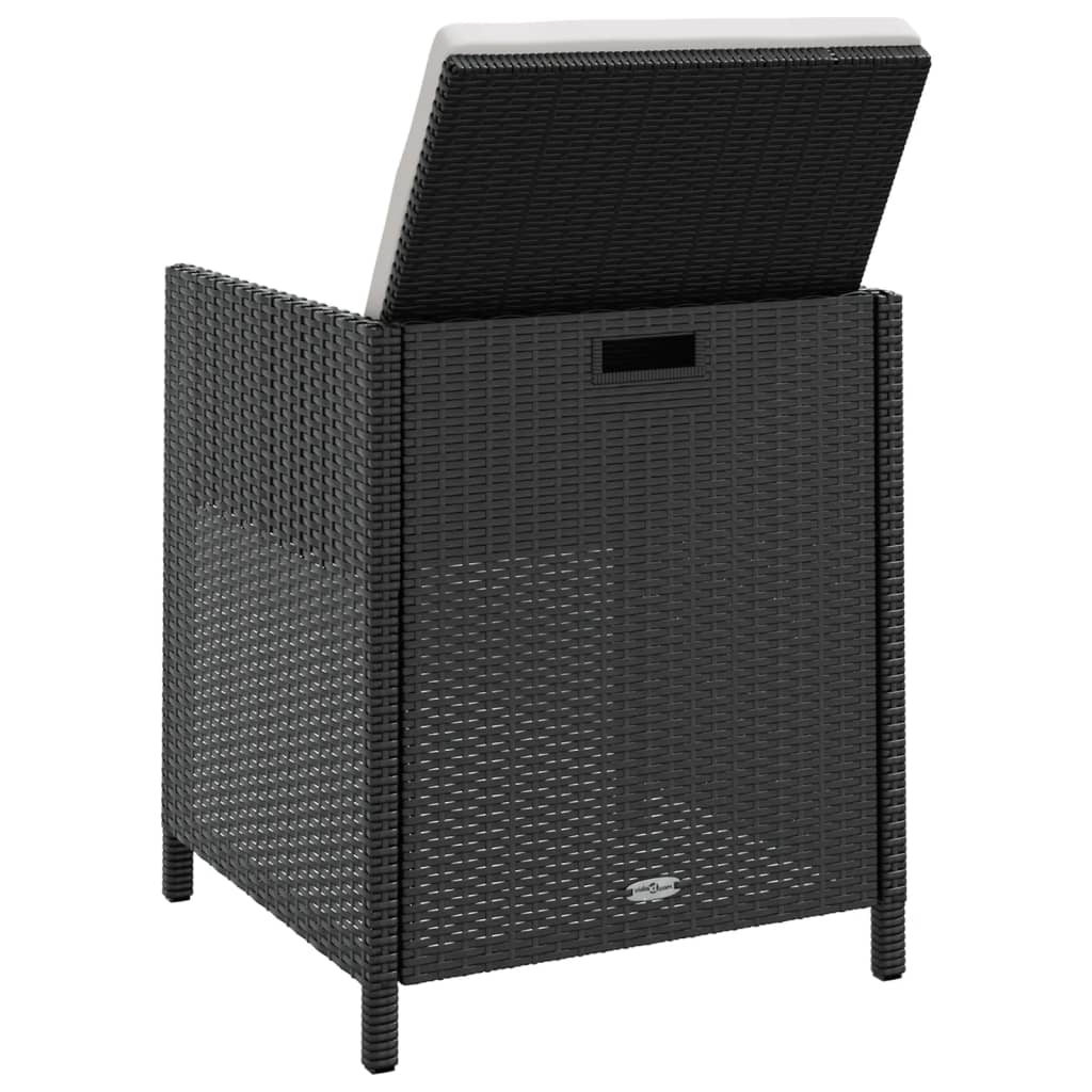 13 darabos fekete kültéri polyrattan és akácfa étkezőszett