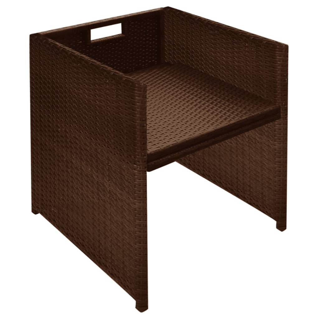 3 darabos barna polyrattan bisztrószett párnákkal