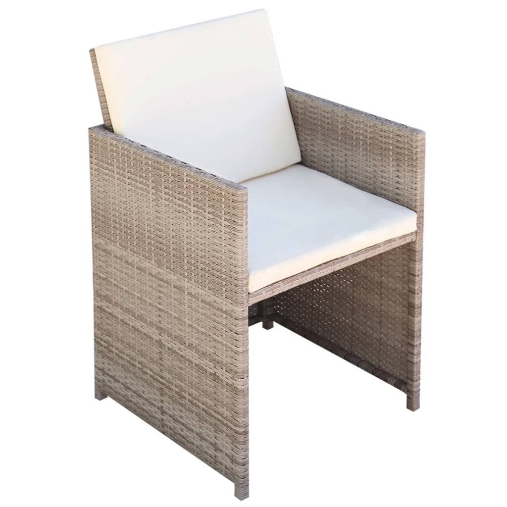 3 darabos bézs polyrattan bisztrószett párnákkal