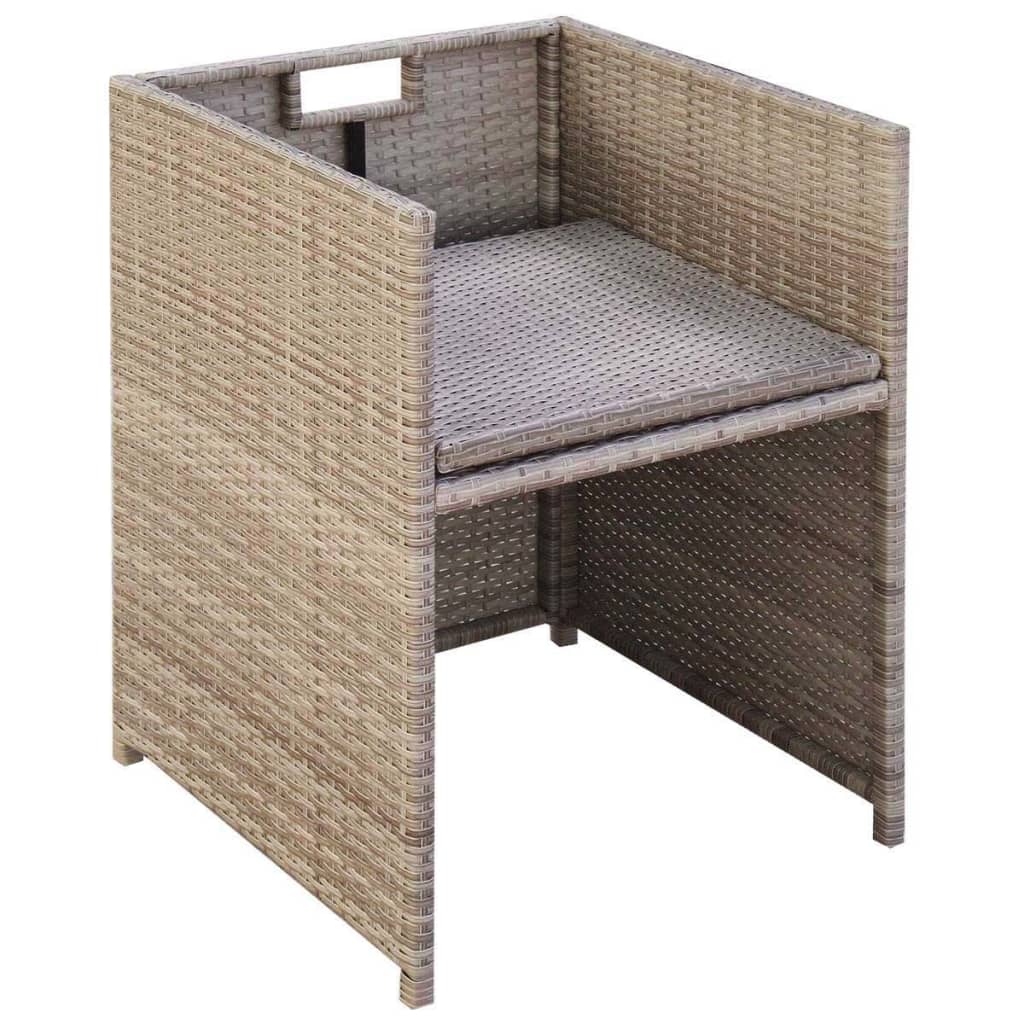 3 darabos bézs polyrattan bisztrószett párnákkal