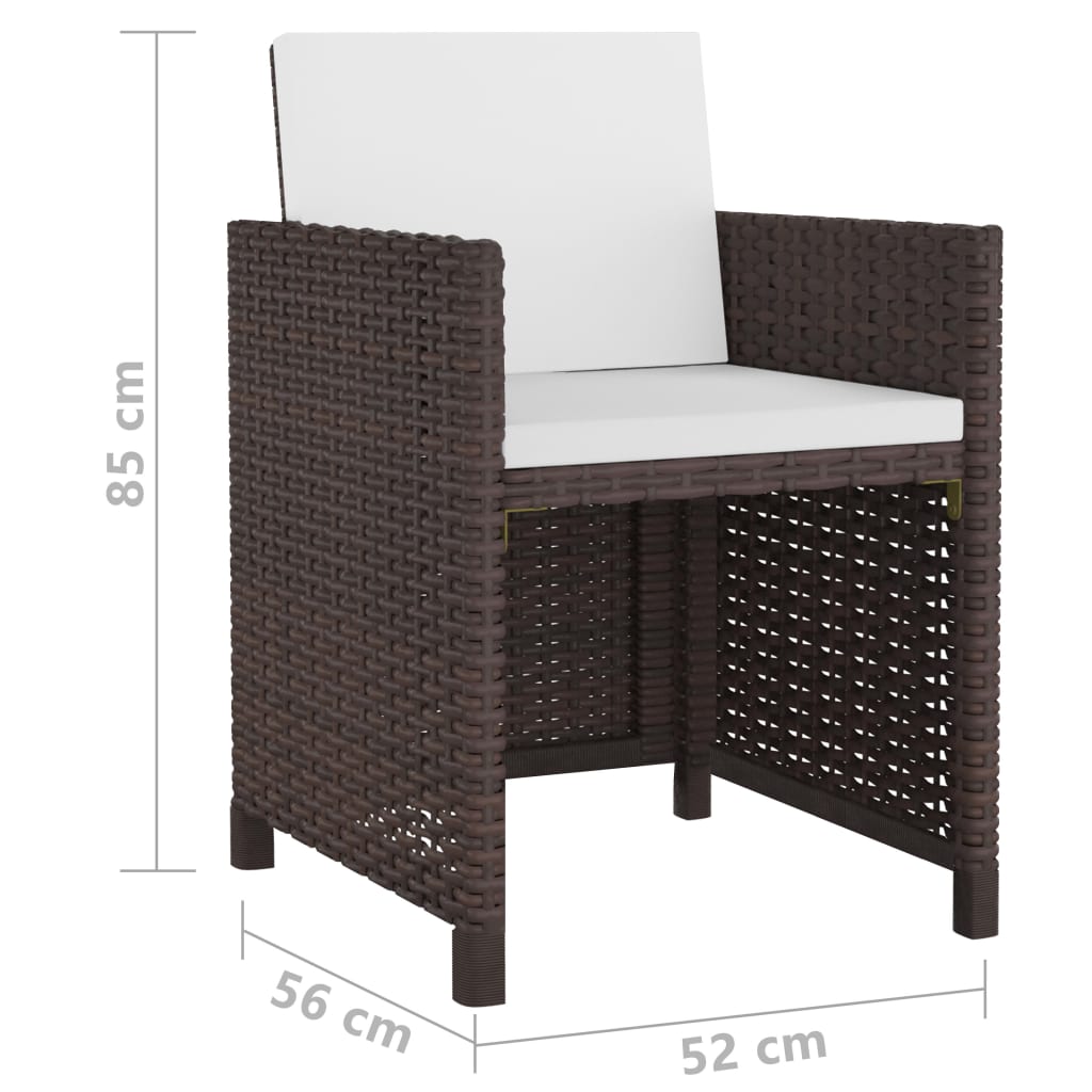 9-részes barna kültéri polyrattan étkezőszett párnákkal