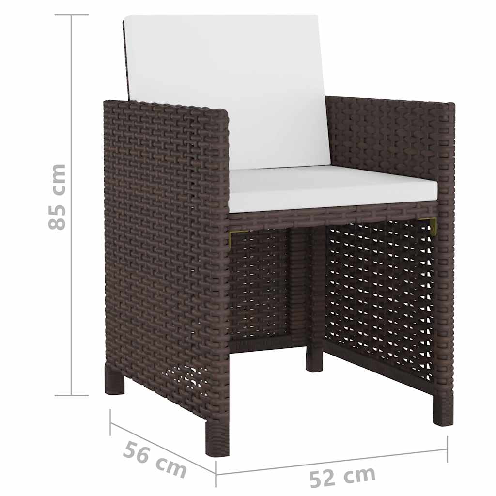 11-részes barna kültéri polyrattan étkezőszett párnákkal