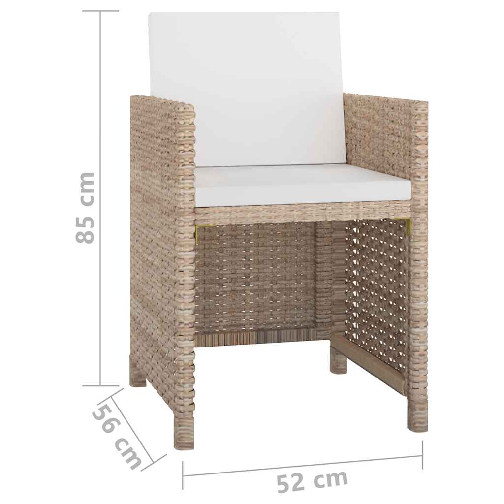 11 részes bézs polyrattan kültéri étkezőszett párnákkal