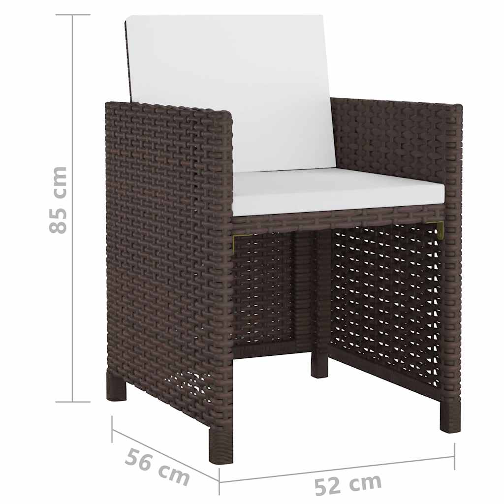 13-részes barna kültéri polyrattan étkezőszett párnákkal