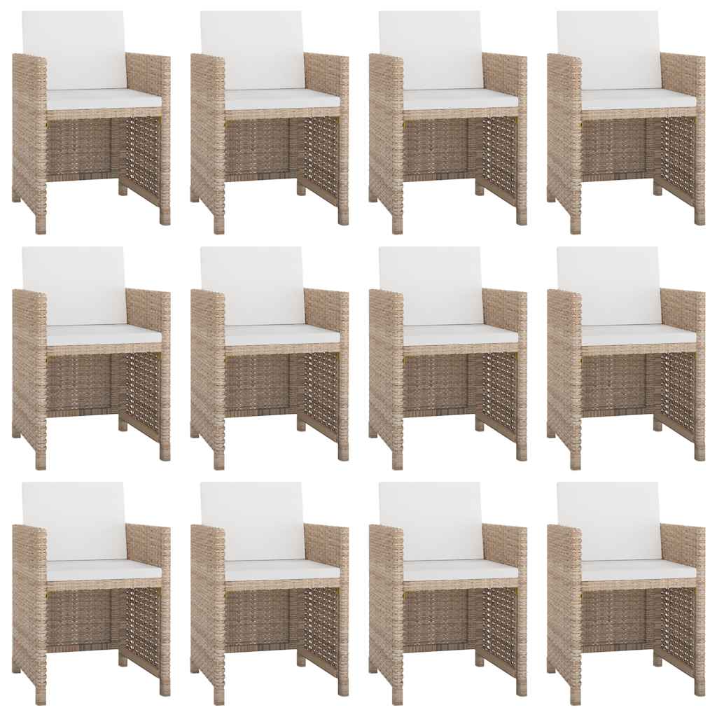 13 részes bézs polyrattan kültéri étkezőszett párnákkal