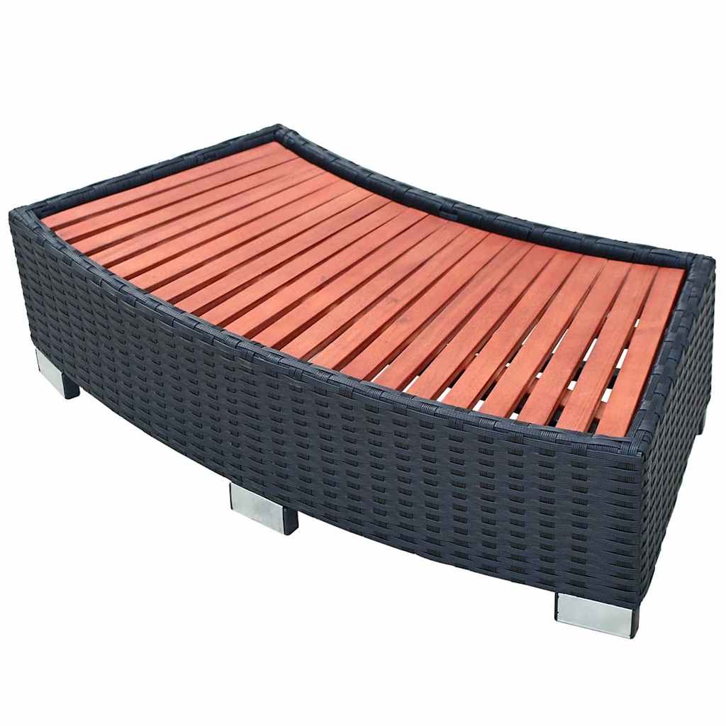 Polyrattan, fekete Spa fellépő 92x45x25 cm
