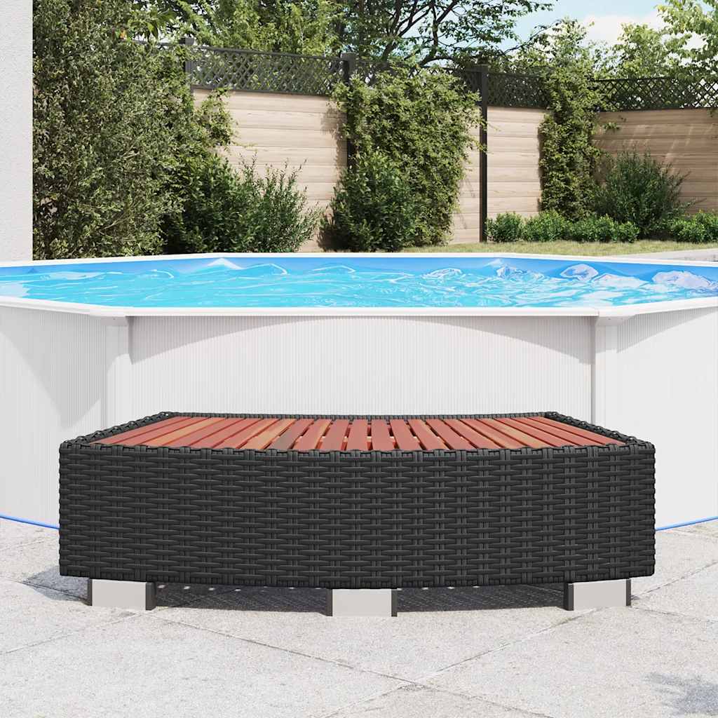 Polyrattan, fekete Spa fellépő 92x45x25 cm