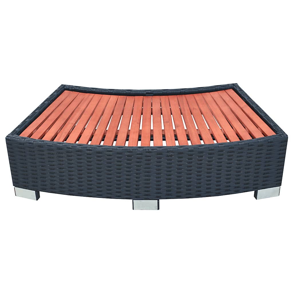 Polyrattan, fekete Spa fellépő 92x45x25 cm